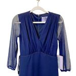 JS Collections NWT Navy Blue Chiffon V Neck Long Sleeve Crepe Maxi Gown US 2 Photo 6