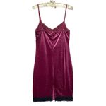 Vtg Y2K Velvet Babydoll Slip Dress S Lace Trim Maroon‎ Red Whimsigoth Fairy Dark Photo 3