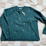 Madewell  embroidered cross stitched floral green sweater XL NWT Photo 1