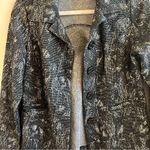 Habitat Blazer Black & White Falling Leaves Button Up Textured Shaped Sz XS EUC Photo 4