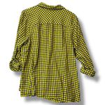 Talbots  Woman 3X Yellow Navy Blue Gingham‎ Plaid Button Front Photo 1