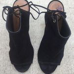 Aquazzura Mayfair open-toe black Suede lace-up bootie sandal size 36.5 US 6.5 Photo 5