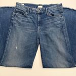 MOTHER Denim Mother Jeans The Roller Wide Leg Flare Raw Hem Distressed Medium Wash High Waist Photo 1