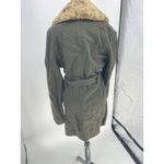 Nine West Jacket Heavy Coat Faux Fur Trim Army Green Size 14 Photo 3
