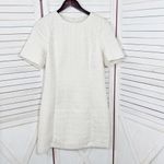H&M  Boulce Tweed Short Sleeve Sheath Dress Ivory Shimmer Medium Photo 8