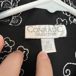 Black and White Floral Bomber Jacket with Ribbed Cuffs Size 12 Photo 2