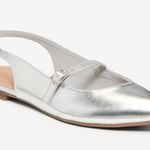 Antonio De Faria Anna Leather Slingback Mary Jane Pointed Toe Flats Silver 9 Photo 0