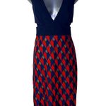 BCBG MaxAzria Rosalina Midi Dress Navy Red Geometric Size 4 NWT Photo 5