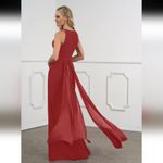 Azazie NWT  LALA  A-Line Sequins Chiffon Floor-Length Dress Color RED  Size A12 Photo 3