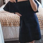 Topshop Off The Shoulder Navy Blue Dress  Photo 0