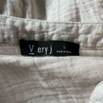 Very J  Beige Pinstripe Button Front Tunic Long Sleeve Shirt Size Large Photo 2