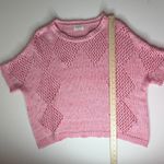 Fate Pink Marled Open Knit Short Sleeve Sweater Small Crochet Pullover Layering Photo 7