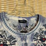 APNY Blue White Tie Dye Embroidered Pullover Top Birds Flowers NWT New XL Photo 6