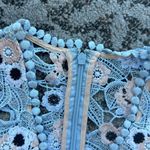 TALULAH LA MAISON  Infatuation Floral Lace Mini Dress Blue Tan Small Photo 8