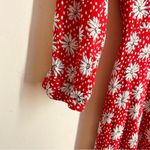 ZARA  Red Floral Daisy Print Midi Dress Red White size S Photo 11
