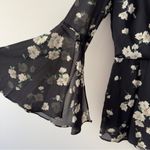 Anthropologie English Factory Black Floral Romper Long Bell Sleeves Preppy Flowy Photo 2