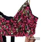 H:ours  NWT Sybila Fuchsia and Gold Shiny Sequin Cut-Out Party Mini Dress Medium Photo 3