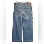 American Eagle  Womens Cargo Jeans Medium Wash Stretch Wide Leg Size 10 Regular Photo 1
