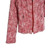 Joie  Collis Tweed Blazer Size Small Zip Front Red White Textured Photo 3