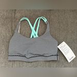 Lululemon 2015 Energy Bra Gingham White Black/Tranquil Blue Sz 8 Extremely Rare Photo 4