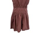 Free People Erin Ruffled Mini Dress Cut Out Back Linen Brown Size Large Photo 5