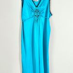 American Vintage LADY RONTE teal & black lace & embroidered midi slip dress Photo 0