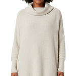 Free People Ottoman Slouchy Tunic Ecru Sweater S Oversized Ribbed Mock Neck Photo 0