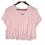 Romwe NWT  pink tier short sleeve blouse top Photo 0