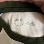 Aerie  Green & White Ribbed Baseball Tee Photo 1