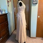 NWOT cream chiffon short sleeve homecoming dress size 4 floral appliqué Photo 1