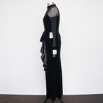 Betsy and Adam   - Valentina Long Velvet Mesh Illusion Sleeve Dress Photo 5