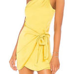 Lovers + Friends NWT  Karen Mini Dress Yellow Gold Satin Wrap Dress Small Revolve Photo 0