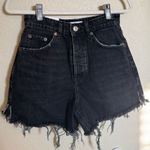 ZARA  Denim Shorts Sz 4 Raw Hem Black New‎ Photo 0