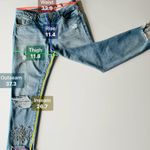 ZARA  Z1975 Distressed Embroidered Bejewelled Blue Jeans Size 6 US Raw Hem Beaded Denim Photo 8