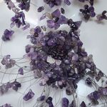 Handmade Silver Tone Wire Amethyst & Garnet Chip Sterling Silver Hook Choker Purple Photo 1