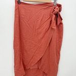Skies Are Blue  Pink Jolie Tie Front Linen Skirt Asymmetrical Women Large NWT Photo 0