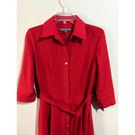 Sharagano  Pure Red Roll Tab Sleeve Self Tie Shirt Dress Size 4 NWT Photo 7