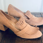 French Soles fs/ny block heel loafers heels Size 9 suede tan leather Photo 0