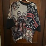Free People Paisley Print Sweater Poncho Photo 2