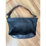 Carbon2Cobalt All In Bag Black Leather Tote Purse Brown Woven Handle Top Zip Photo 3