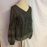 Anthropologie shimmery grey layered dressy top Photo 1
