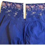 EMS Navy Blue Floral Side Zip Crop Pants Sz 8 Photo 5