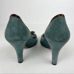 Moschino Vtg Blue Suede Bow Heels Sz 39 Photo 6