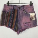BDG  tribal print high-rise Studded Jean Shorts Photo 0