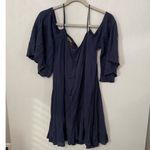 Alya Navy Blue Embroidered Off Shoulder Dress Size S Photo 1