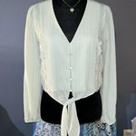 WAYF NWOT  Where Are You From Size XS Olive Long Sleeve Cropped Blouse Photo 0