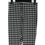 ZARA Checkered Front Zip Up Mid Waist Skinny Stretch Ankle Pants S Black White Photo 2