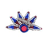 Beaded Red, White, & Blue Flower Vintage Pin/Brooch Made in Britain Red Photo 7