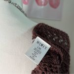 Mixit Vintage Y2K Chocolate Brown Crochet Knit Tie Front Cardigan Sweater L/XL Photo 3
