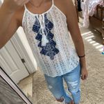 Andree Blue Lace White Top  Photo 0